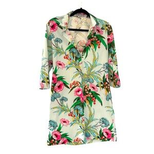 Bella Tu Andry Floral 3/4 Sleeve Stretch Cotton Shirtdress Small